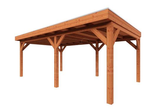 Zelfbouwpakket plat dak traditioneel 6150x3950x2600mm geschaafd Douglas (incl. bev, excl. dakafw.)      ZB-20.1007