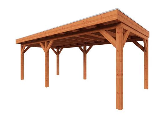 Zelfbouwpakket plat dak traditioneel 6700x3350x2600mm geschaafd Douglas (incl. bev, excl. dakafw.)      ZB-10.1008