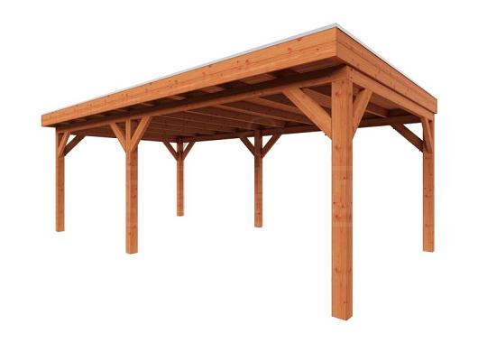 Zelfbouwpakket plat dak traditioneel 6700x3950x2600mm geschaafd Douglas (incl. bev, excl. dakafw.)      ZB-20.1008