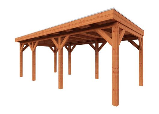 Zelfbouwpakket plat dak traditioneel 6750x3350x2600mm geschaafd Douglas (incl. bev, excl. dakafw.)      ZB-10.1009