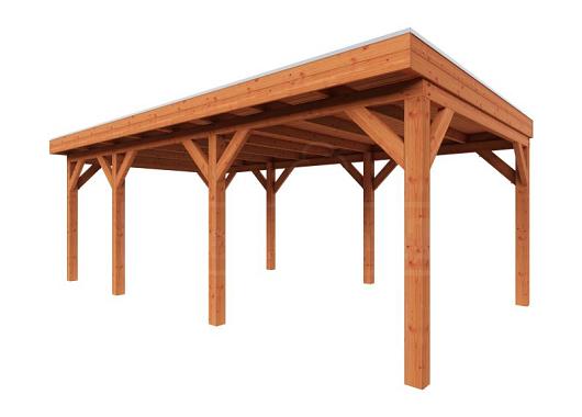 Zelfbouwpakket plat dak traditioneel 6750x3950x2600mm geschaafd Douglas (incl. bev, excl. dakafw.)      ZB-20.1009