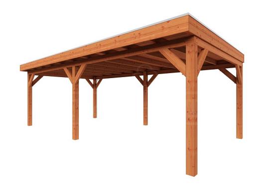 Zelfbouwpakket plat dak traditioneel 7350x3950x2600mm geschaafd Douglas (incl. bev, excl. dakafw.)      ZB-20.1010