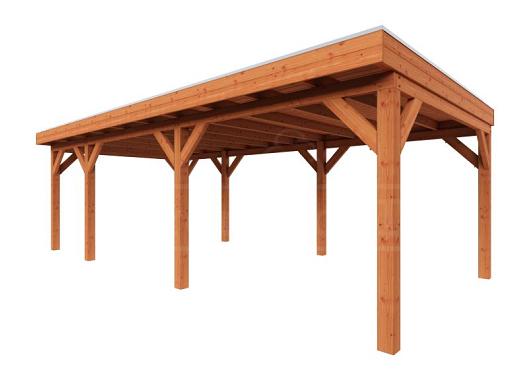 Zelfbouwpakket plat dak traditioneel 7800x3950x2600mm geschaafd Douglas (incl. bev, excl. dakafw.)      ZB-20.1012