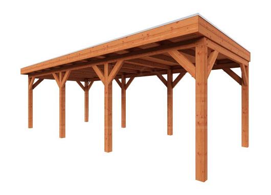 Zelfbouwpakket plat dak traditioneel 7900x3350x2600mm geschaafd Douglas (incl. bev, excl. dakafw.)      ZB-10.1013