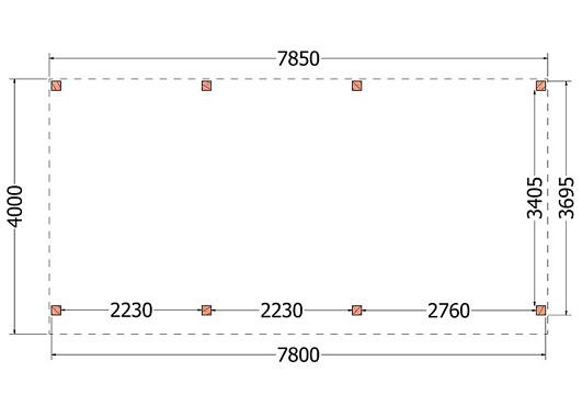 Buitenverblijf Refter XL 7850x4000x2600mm (bxdxh)    52.1075