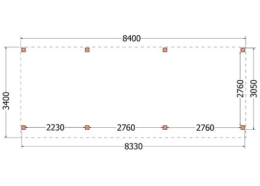 Buitenverblijf Refter XL 8400x3400x2600mm (bxdxh)    52.1076