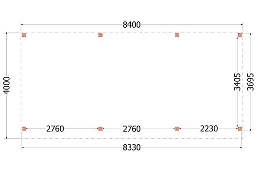 Buitenverblijf Refter XL 8400x4000x2600mm (bxdxh)    52.1077