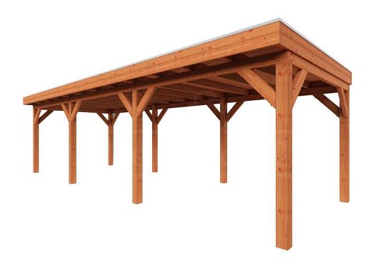 Zelfbouwpakket plat dak traditioneel 8950x3350x2600mm geschaafd Douglas (incl. bev, excl. dakafw.)      ZB-10.1015