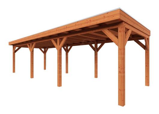 Zelfbouwpakket plat dak traditioneel 9600x3350x2600mm geschaafd Douglas (incl. bev, excl. dakafw.)      ZB-10.1016