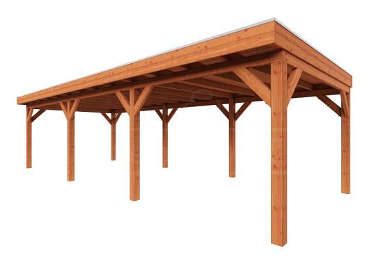 Zelfbouwpakket plat dak traditioneel 9600x3950x2600mm geschaafd Douglas (incl. bev, excl. dakafw.)      ZB-20.1016