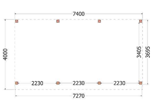 Buitenverblijf Mensa 7400x4000x2600mm (bxdxh)    52.3225