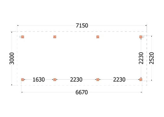 Buitenverblijf Siena 7150x3000x2500mm (bxdxh)    52.1091