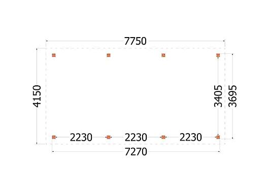 Buitenverblijf Siena 7750x4150x2500mm (bxdxh)    52.0450