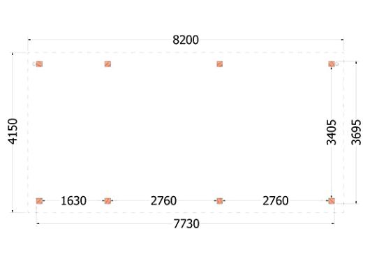 Buitenverblijf Siena 8200x4150x2500mm (bxdxh)    52.1095