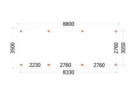 Buitenverblijf Siena 8800x3500x2500mm (bxdxh)    52.0443