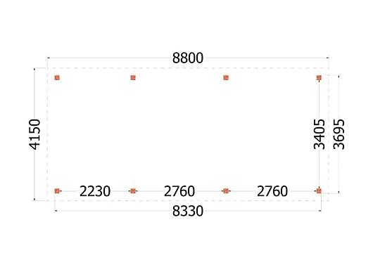 Buitenverblijf Siena 8800x4150x2500mm (bxdxh)    52.0452