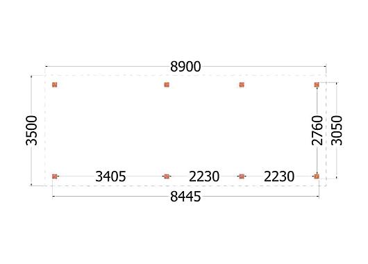 Buitenverblijf Siena 8900x3500x2500mm (bxdxh)    52.0444