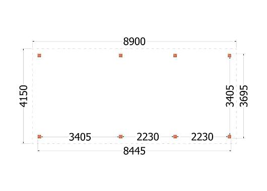 Buitenverblijf Siena 8900x4150x2500mm (bxdxh)    52.0453