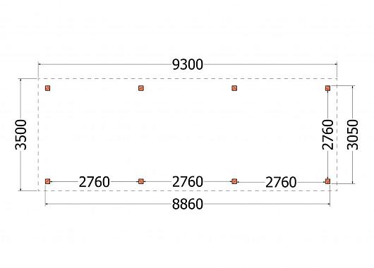 Buitenverblijf Siena 9300x3500x2500mm (bxdxh)    52.0445