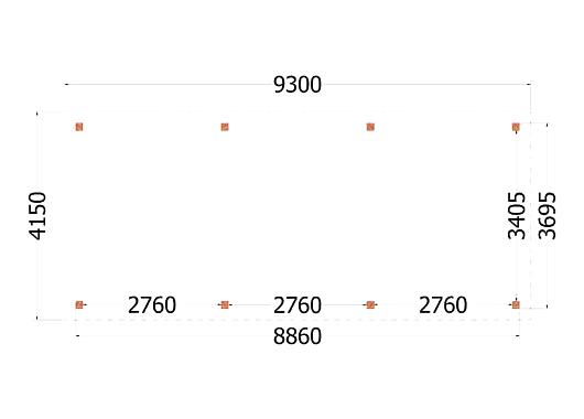 Buitenverblijf Siena 9300x4150x2500mm (bxdxh)    52.3904