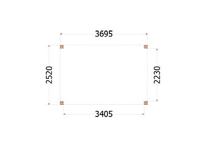 Buitenverblijf Palermo 3700x2550x2450mm (bxdxh)    52.2002