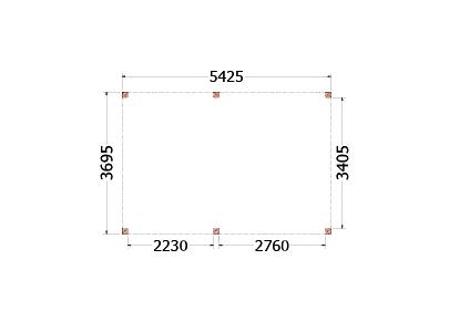 Buitenverblijf Palermo 5450x3700x2450mm (bxdxh)    52.2016