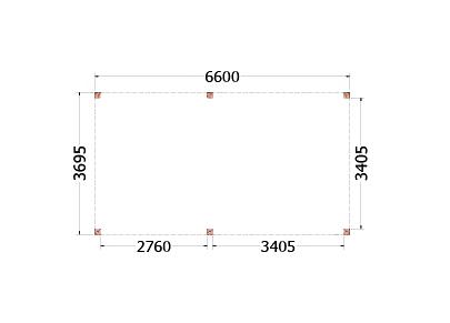 Buitenverblijf Palermo 6600x3700x2450mm (bxdxh)    52.2028