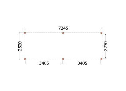 Buitenverblijf Palermo 7250x2550x2450mm (bxdxh)    52.2032