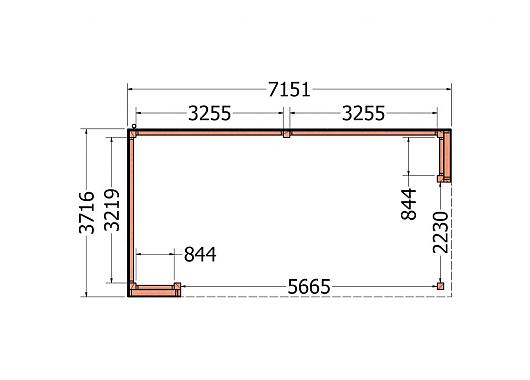 Buitenverblijf Capri 7200x3750x2550mm (bxdxh) model links alleen constructie    52.4013
