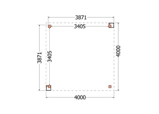 Buitenverblijf Verona model links 4000x4000x2500mm (bxdxh)    52.1102
