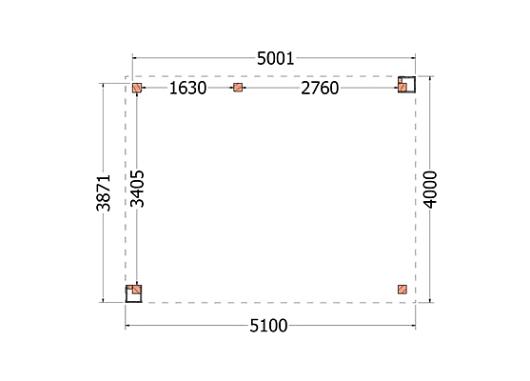 Buitenverblijf Verona model links 5100x4000x2500mm (bxdxh)    52.1104