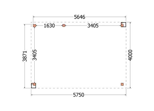 Buitenverblijf Verona model links 5750x4000x2500mm (bxdxh)    52.1108