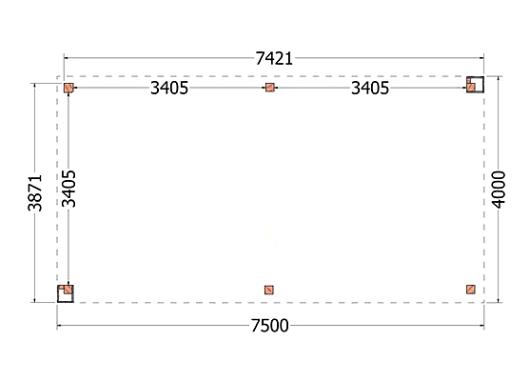 Buitenverblijf Verona model links 7500x4000x2500mm (bxdxh)    52.1112