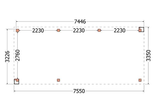 Buitenverblijf Verona model links 7550x3350x2500mm (bxdxh)    52.1113