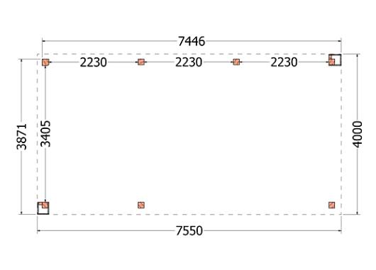Buitenverblijf Verona model links 7550x4000x2500mm (bxdxh)    52.1114