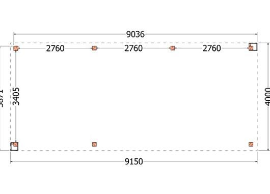 Buitenverblijf Verona model links 9150x4000x2500mm (bxdxh)    52.1115