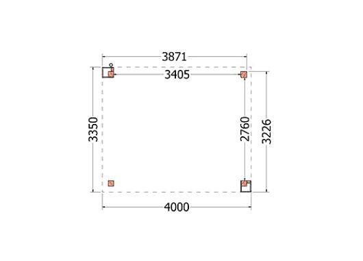 Buitenverblijf Verona model rechts 4000x3350x2500mm (bxdxh)    52.1116