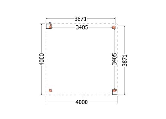 Buitenverblijf Verona model rechts 4000x4000x2500mm (bxdxh)    52.1117