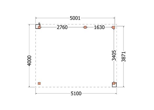 Buitenverblijf Verona model rechts 5100x4000x2500mm (bxdxh)    52.1119