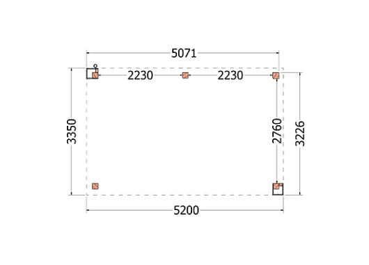 Buitenverblijf Verona model rechts 5200x3350x2500mm (bxdxh)    52.1120