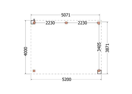 Buitenverblijf Verona model rechts 5200x4000x2500mm (bxdxh)    52.1121