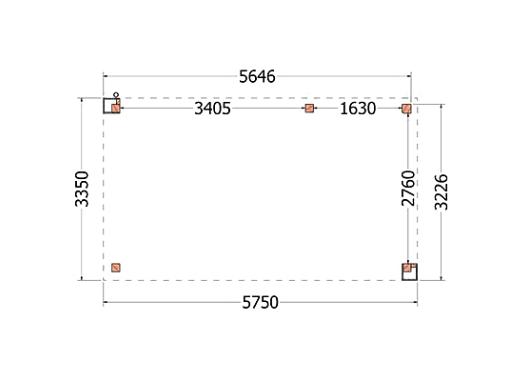 Buitenverblijf Verona model rechts 5750x3350x2500mm (bxdxh)    52.1122