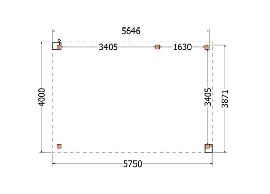 Buitenverblijf Verona model rechts 5750x4000x2500mm (bxdxh)    52.1123