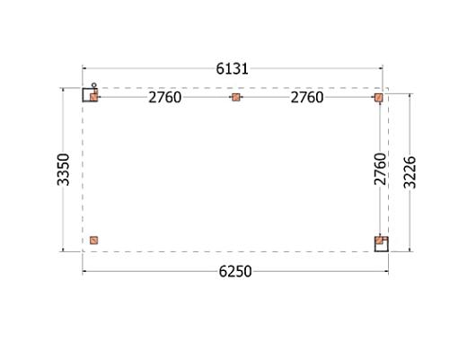 Buitenverblijf Verona model rechts 6250x3350x2500mm (bxdxh)    52.1124