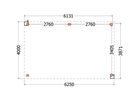 Buitenverblijf Verona model rechts 6250x4000x2500mm (bxdxh)    52.1125