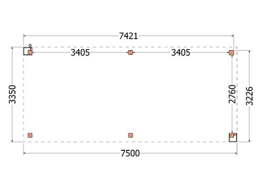 Buitenverblijf Verona model rechts 7500x3350x2500mm (bxdxh)    52.1126