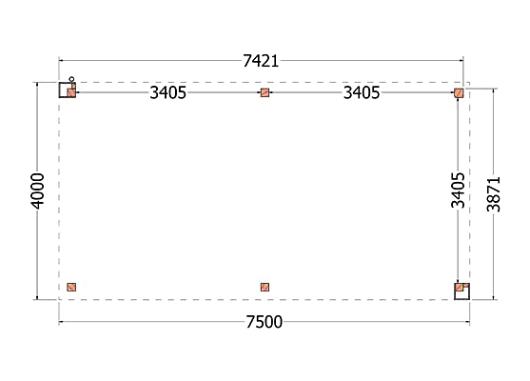 Buitenverblijf Verona model rechts 7500x4000x2500mm (bxdxh)    52.1127