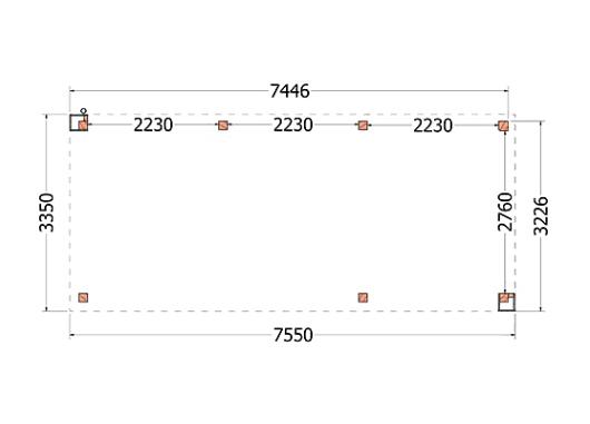 Buitenverblijf Verona model rechts 7550x3350x2500mm (bxdxh)    52.1128