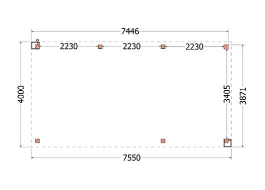 Buitenverblijf Verona model rechts 7550x4000x2500mm (bxdxh)    52.1129