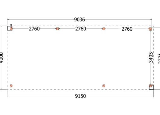 Buitenverblijf Verona model rechts 9150x4000x2500mm (bxdxh)    52.1130